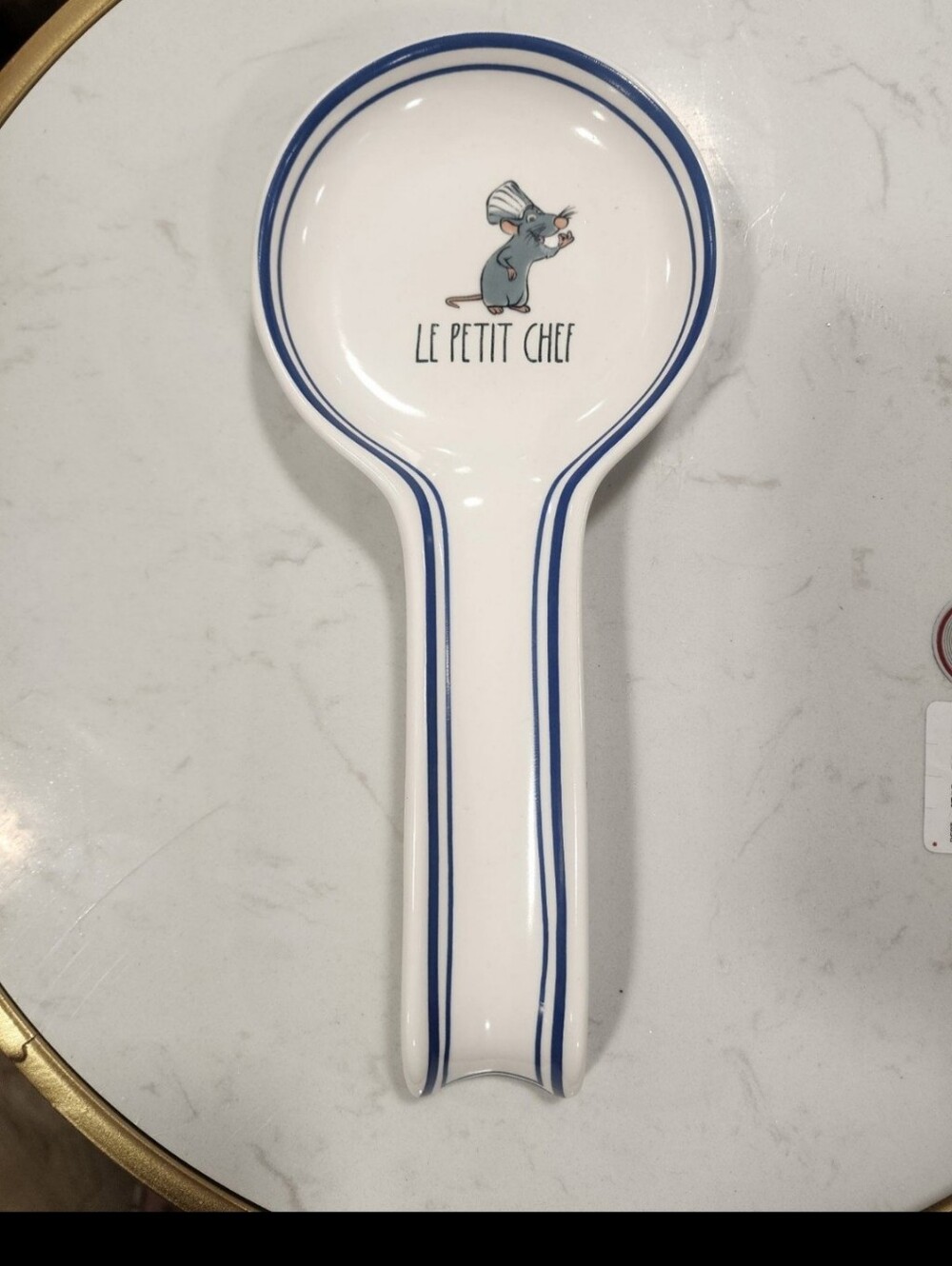 Rae Dunn White Ceramic Spoon Rest with Chef Mouse - DISNEY RATATOUILLE
